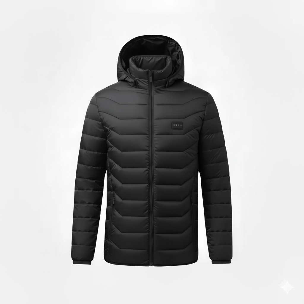 ThermalGuard Pro – Black,water resistant Smart Heated Winter Parka